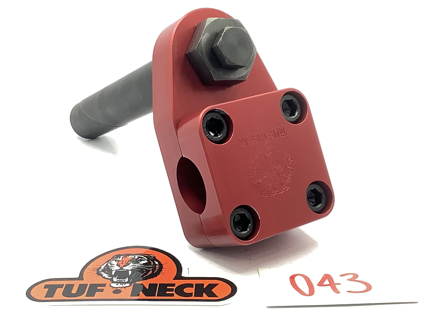 Red 1" Tuf-Neck Stamped Tiger Retro BMX Stem *Blemished #043