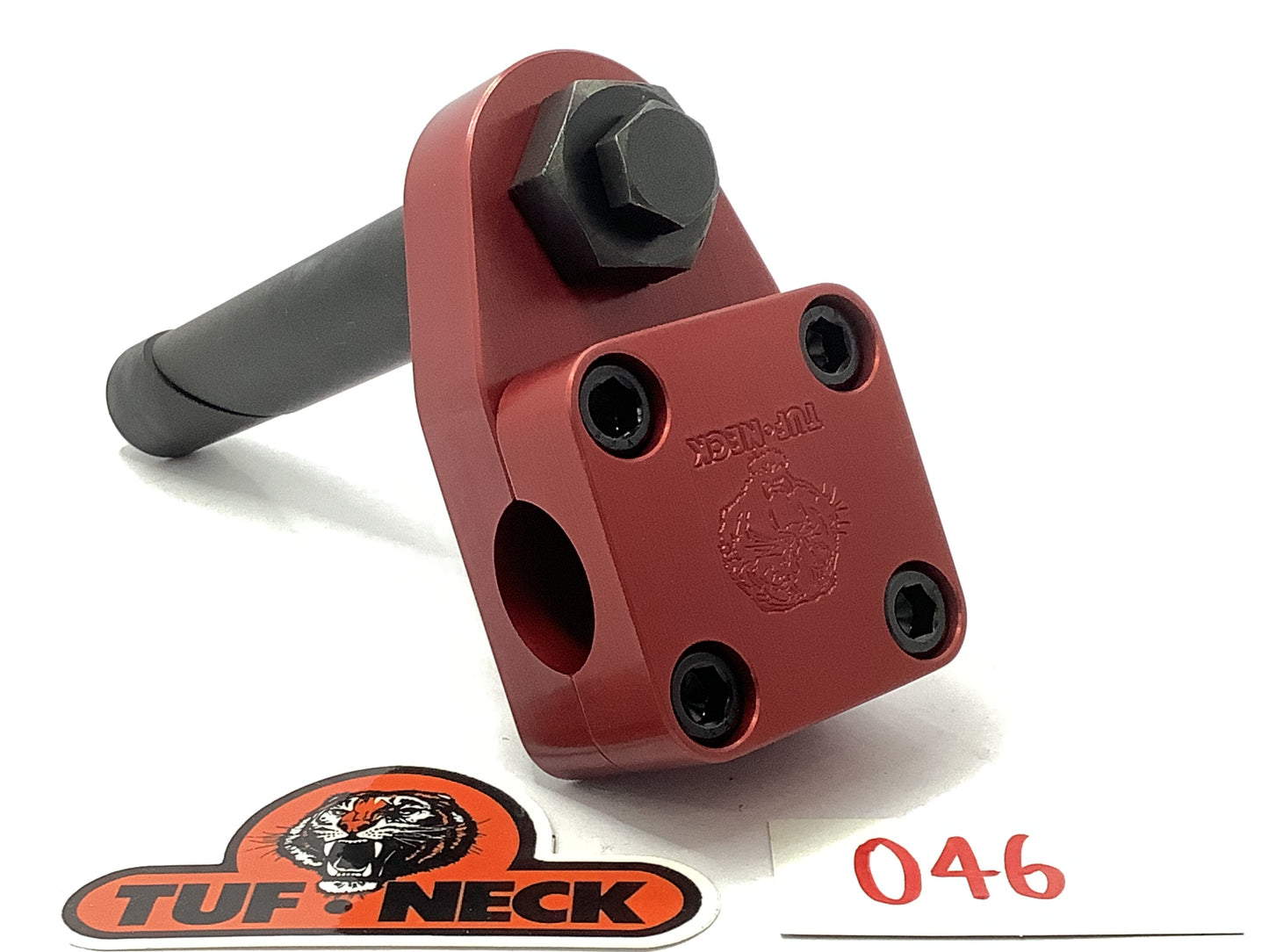 Red 1" Tuf-Neck Stamped Tiger Retro BMX Stem *Blemished #046