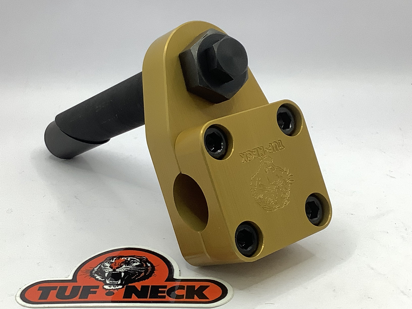 Gold 1" Tuf-Neck Stamped Tiger Retro BMX Stem