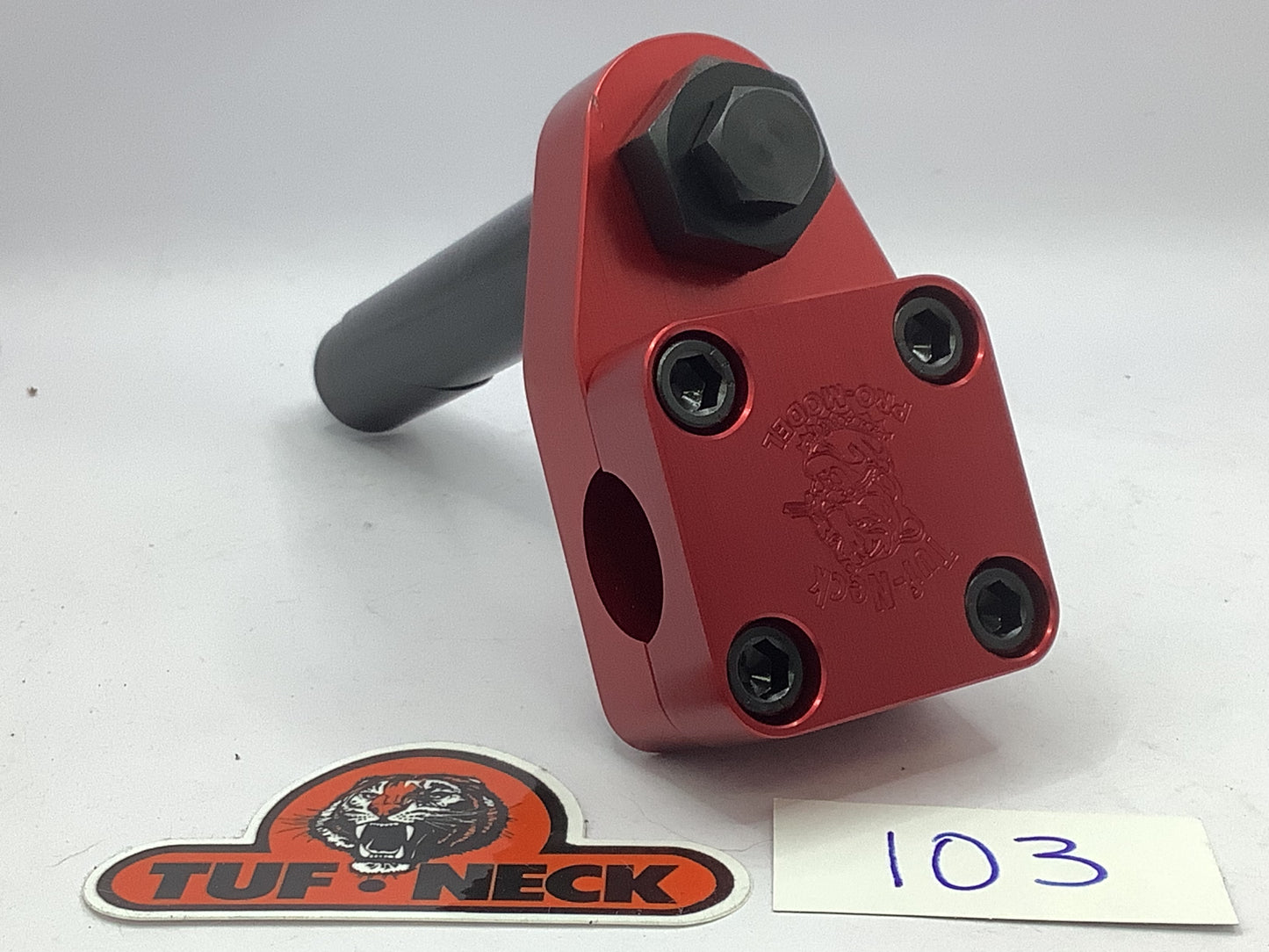 *Blemished* Red 1" Tuf-Neck Drunken Tiger Retro BMX Stem #103