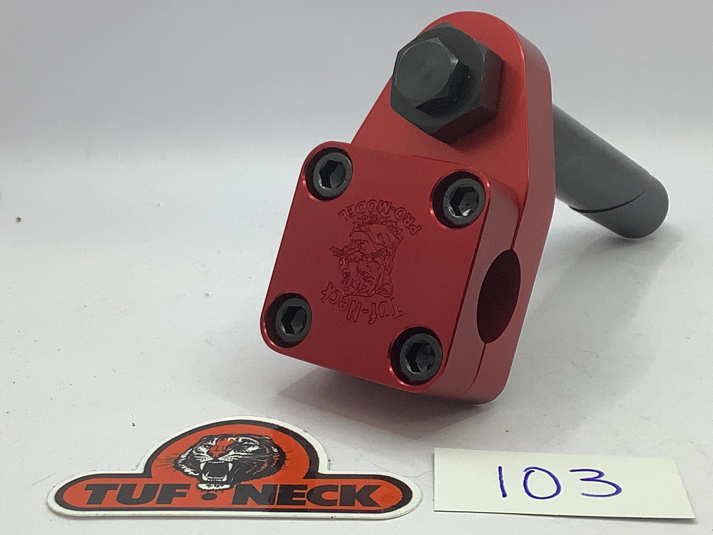 *Blemished* Red 1" Tuf-Neck Drunken Tiger Retro BMX Stem #103