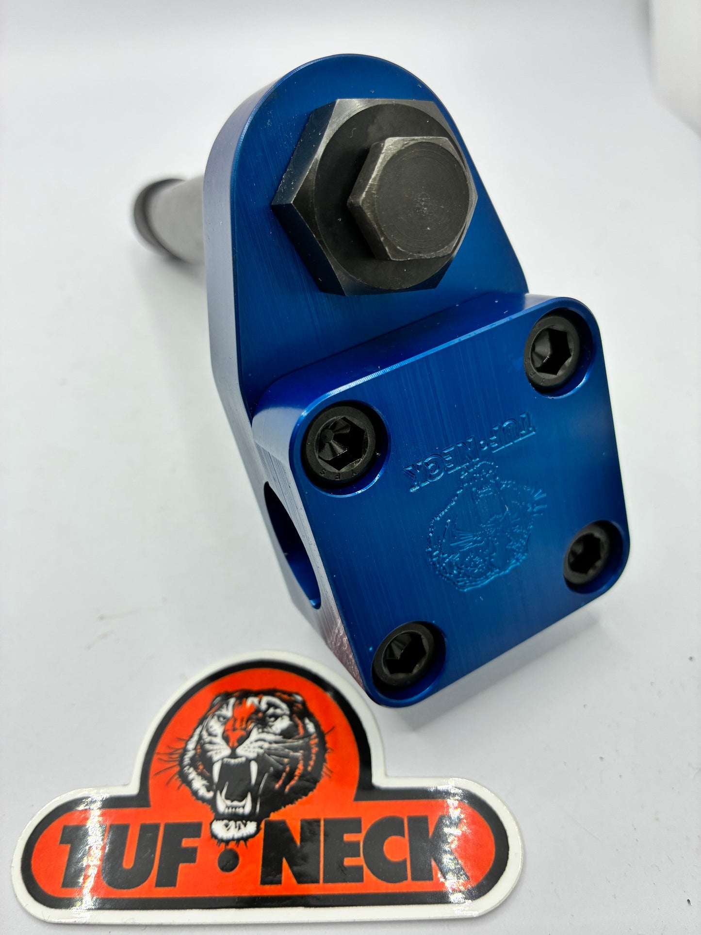 Blue 1" Tuf-Neck Stamped Tiger Retro BMX Stem
