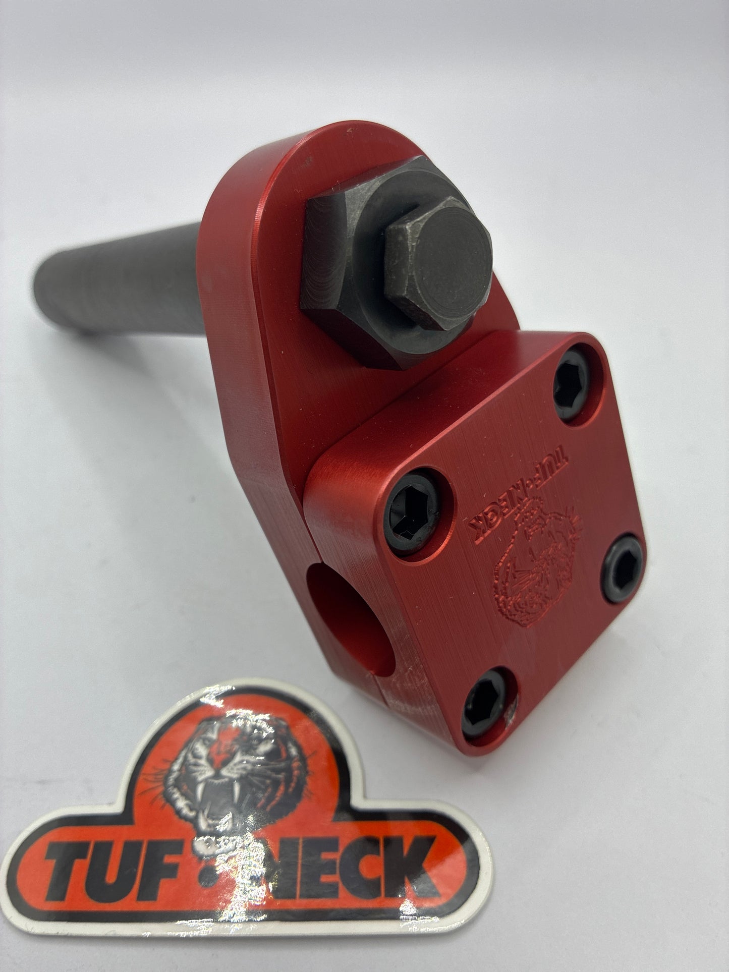 Red 1" Tuf-Neck Stamped Tiger Retro BMX Stem