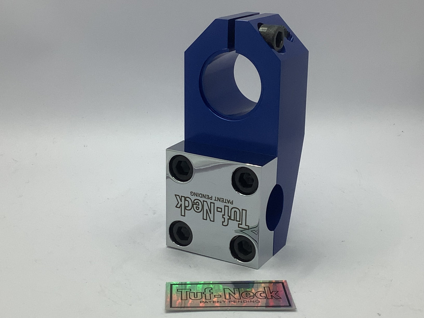 Blue/Chrome Tuf-Neck Patent Pending 1-1/8 Threadless 53mm BMX Stem