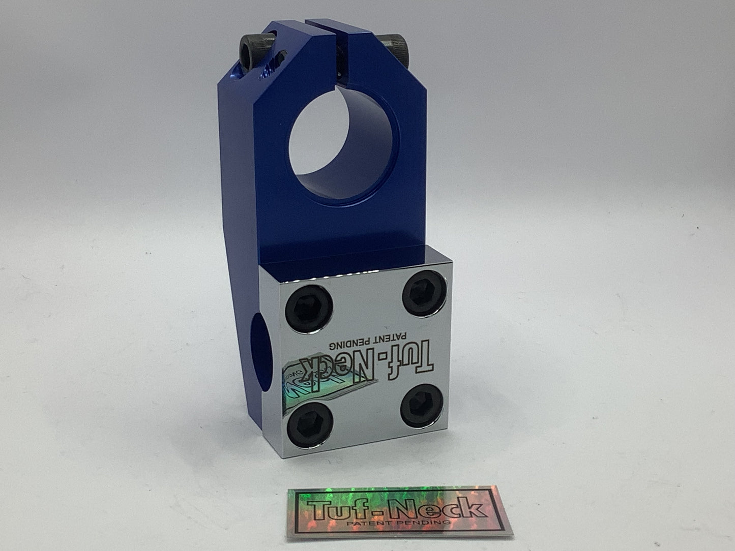 Blue/Chrome Tuf-Neck Patent Pending 1-1/8 Threadless 53mm BMX Stem