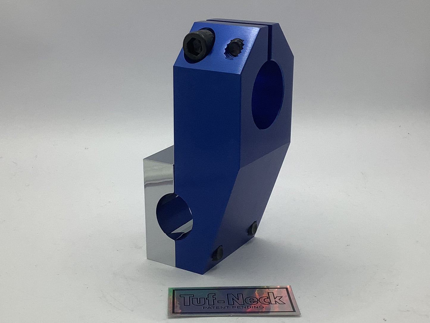 Blue/Chrome Tuf-Neck Patent Pending 1-1/8 Threadless 53mm BMX Stem