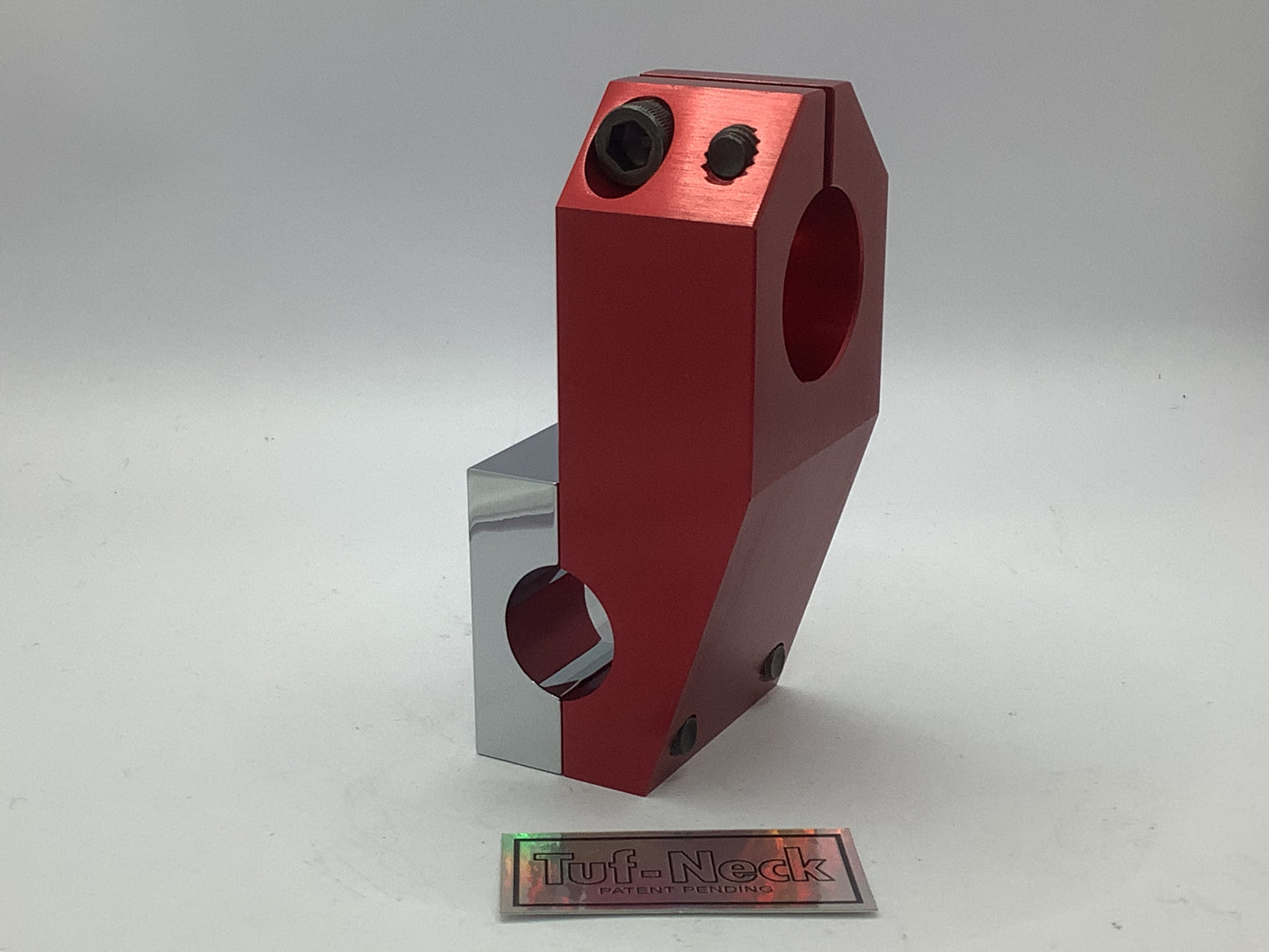 Red/Chrome Tuf-Neck Patent Pending 1-1/8 Threadless 53mm BMX Stem