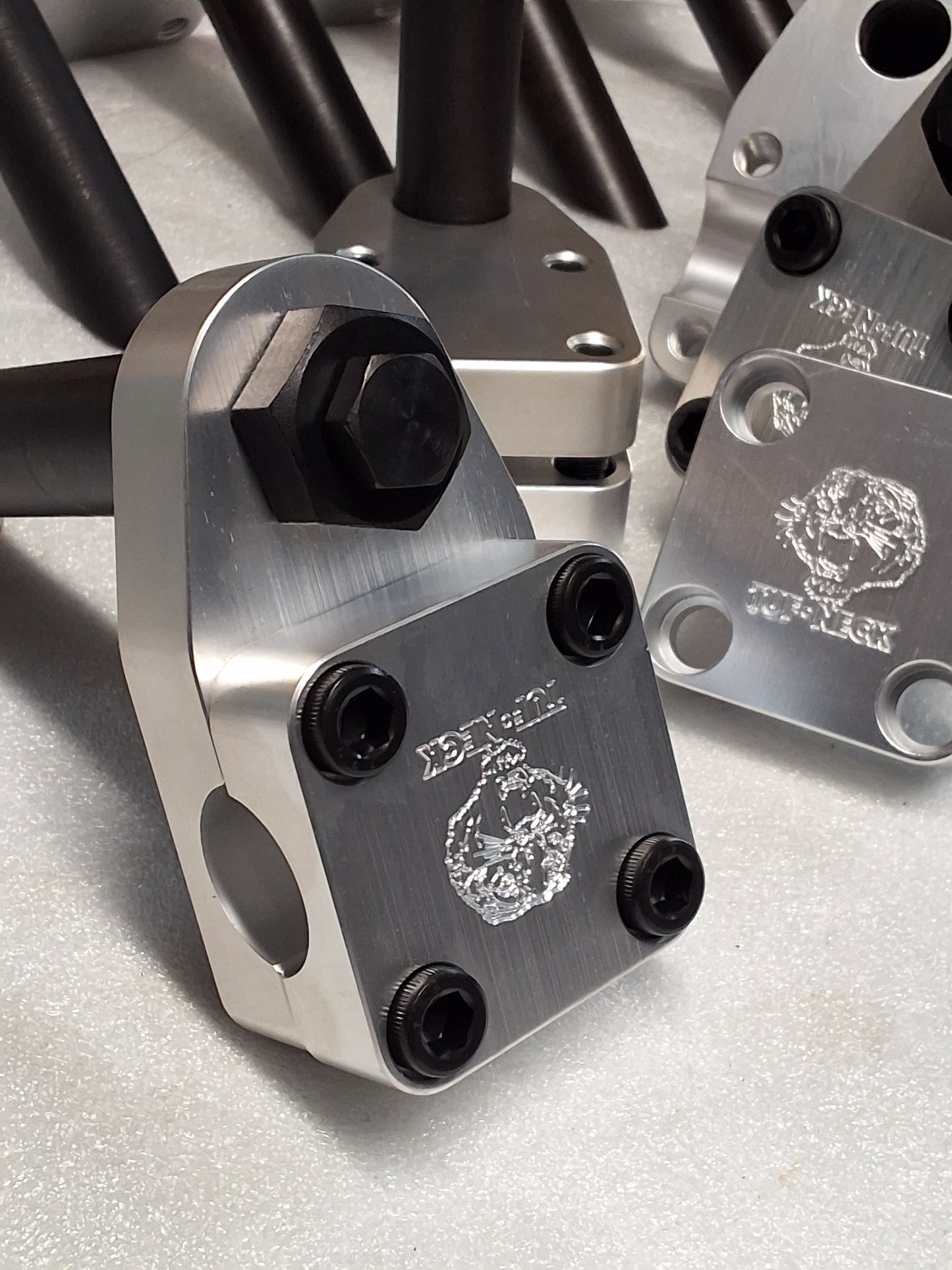 Raw, Unfinished, Blemished, 1" Tuf-Neck Stamped Tiger Retro BMX Stem